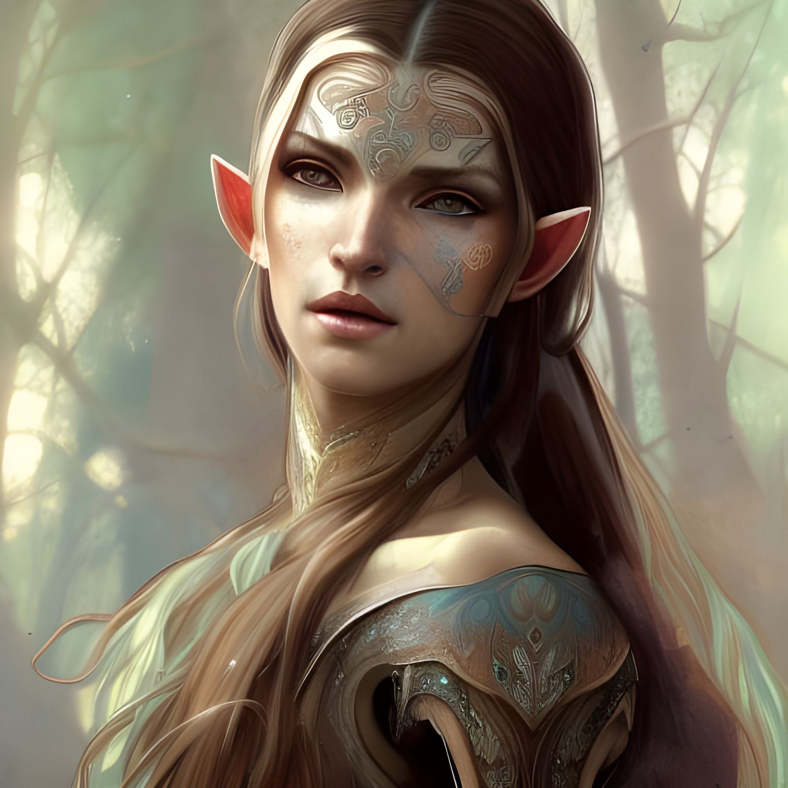 Ethereal Wood Elf Portrait in Fantasy Art Style