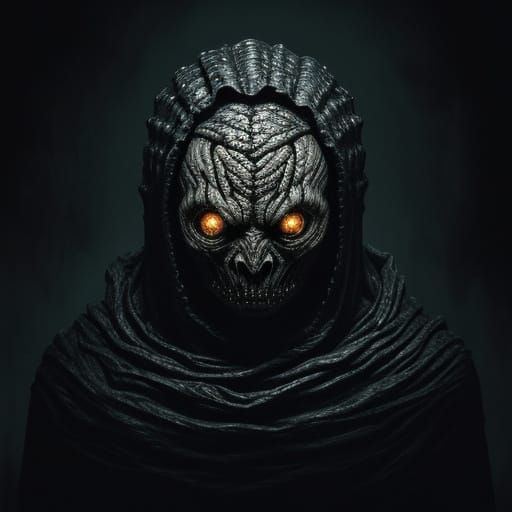 Grotesque Cocooned Form in Dark, Moody Lighting