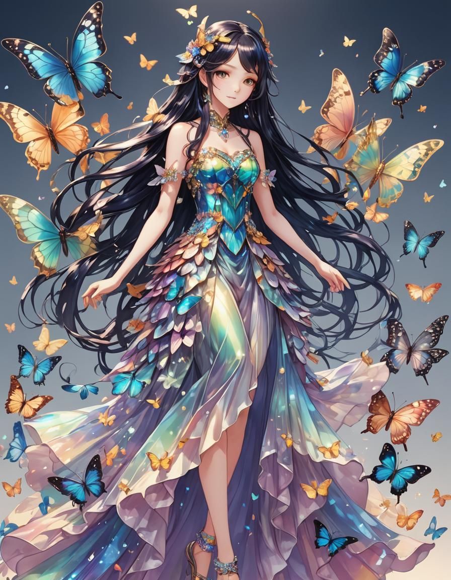 Butterfly Fairy Anime Style Portrait