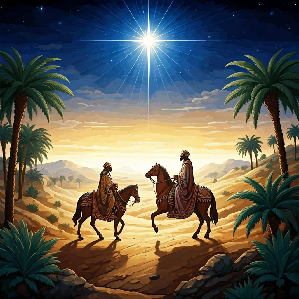 Giotto-Inspired Byzantine Star of Bethlehem Scene