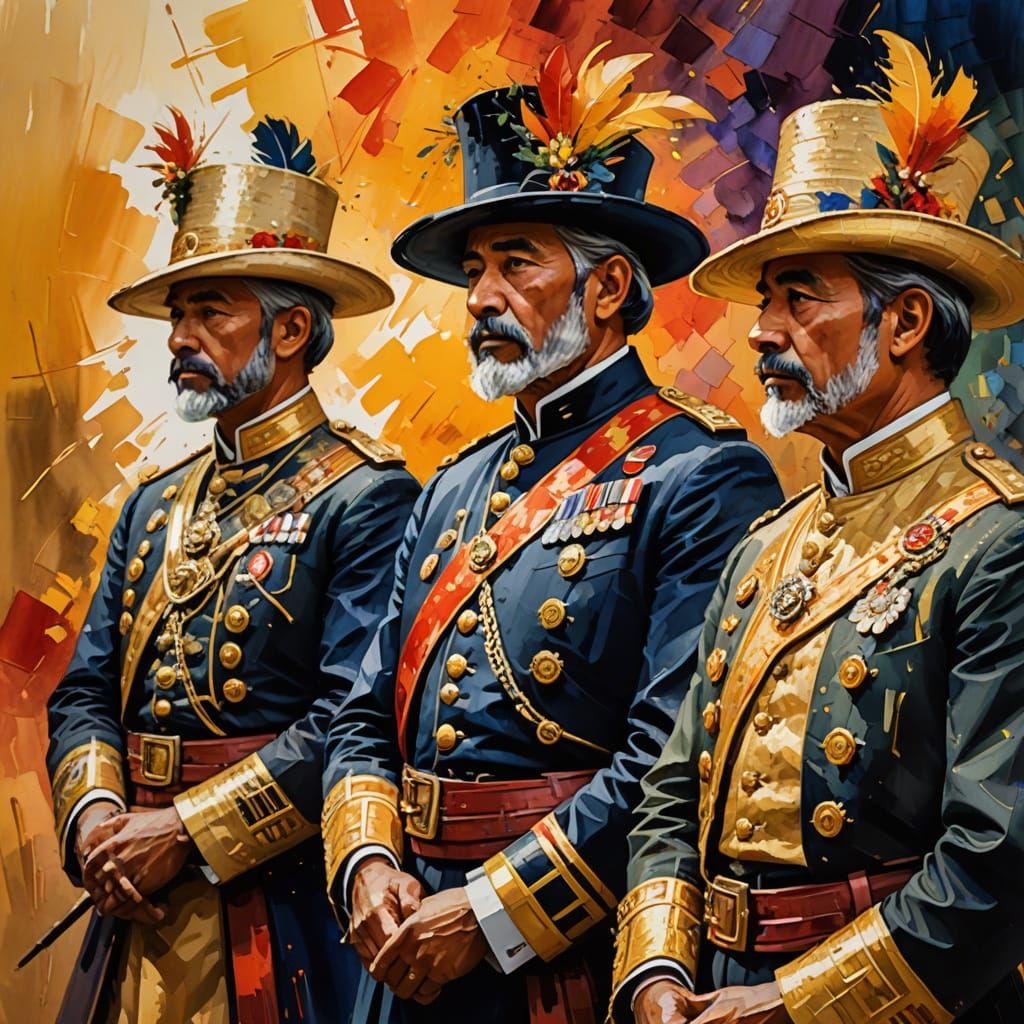 Impressionist Gouache Painting of Five Figures