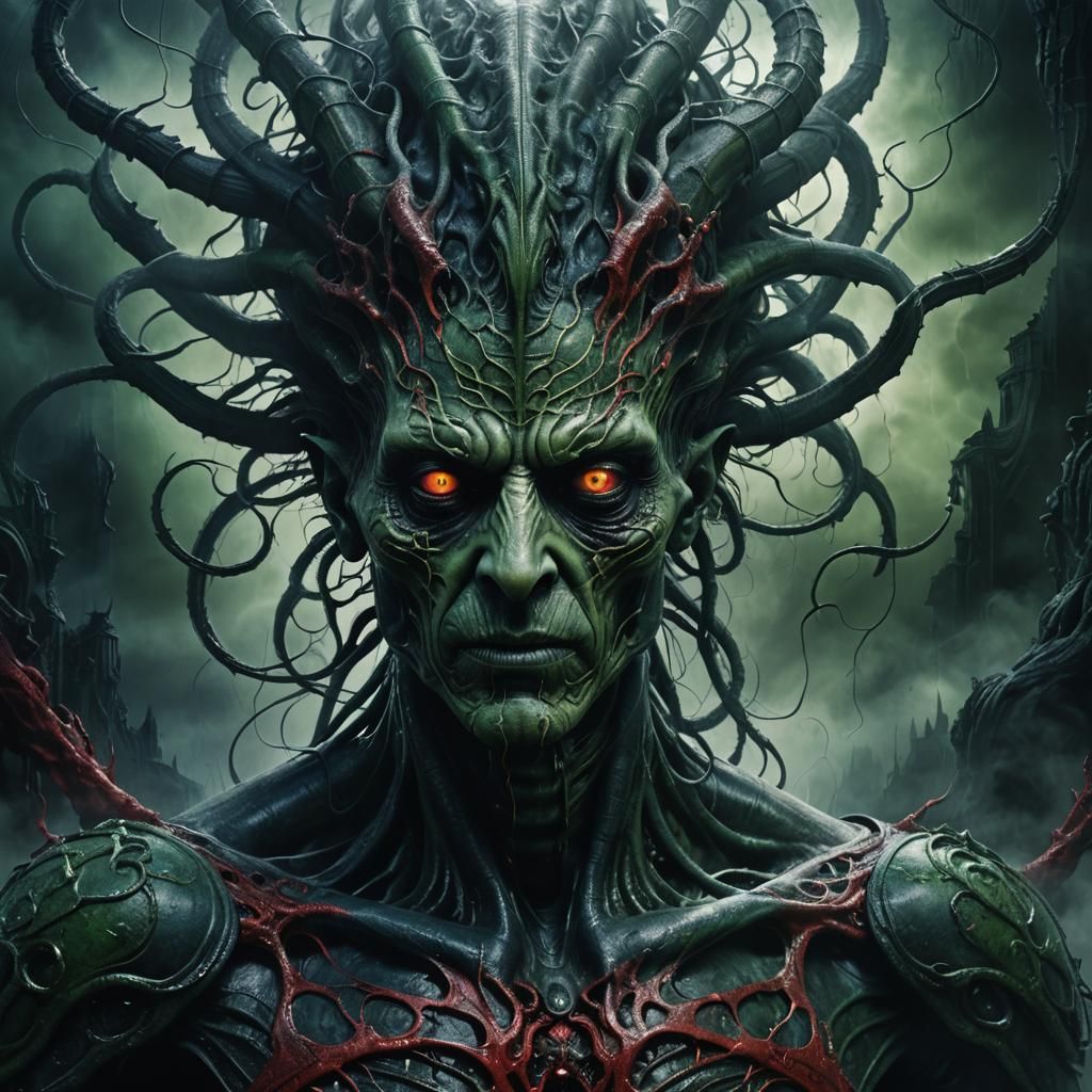 Demonic Portrait in Dark Fantasy Style