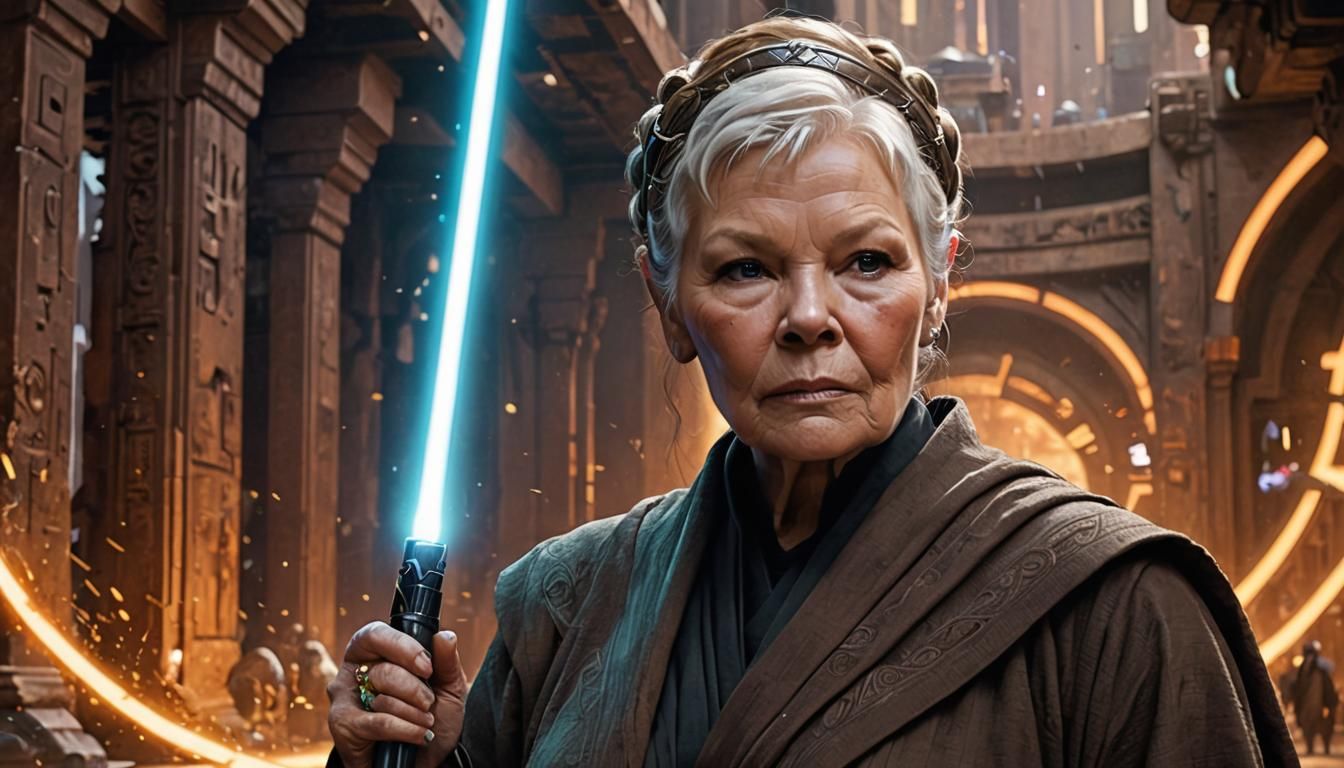 Judi Dench as Jedi Master: Hyperrealistic Concept Art