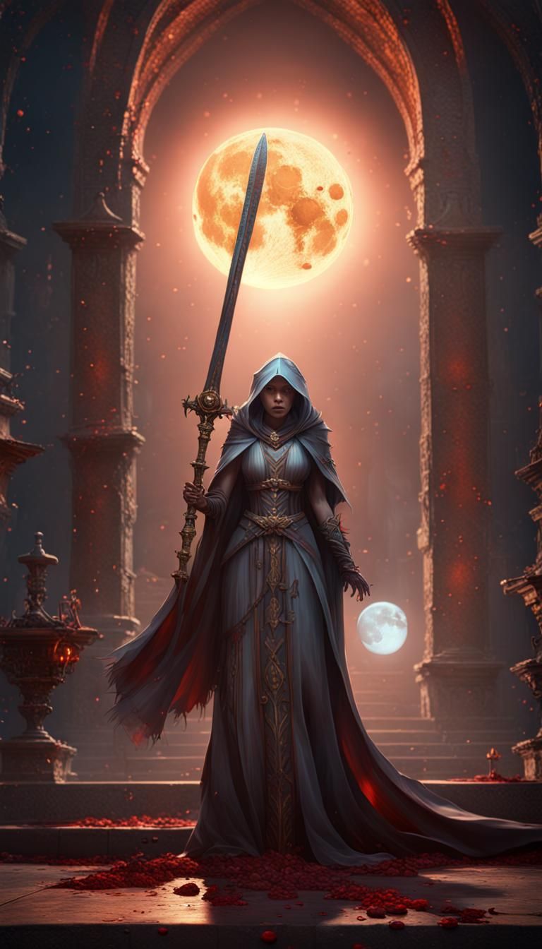 Undying Priestess with Sword: Fantasy Concept Art