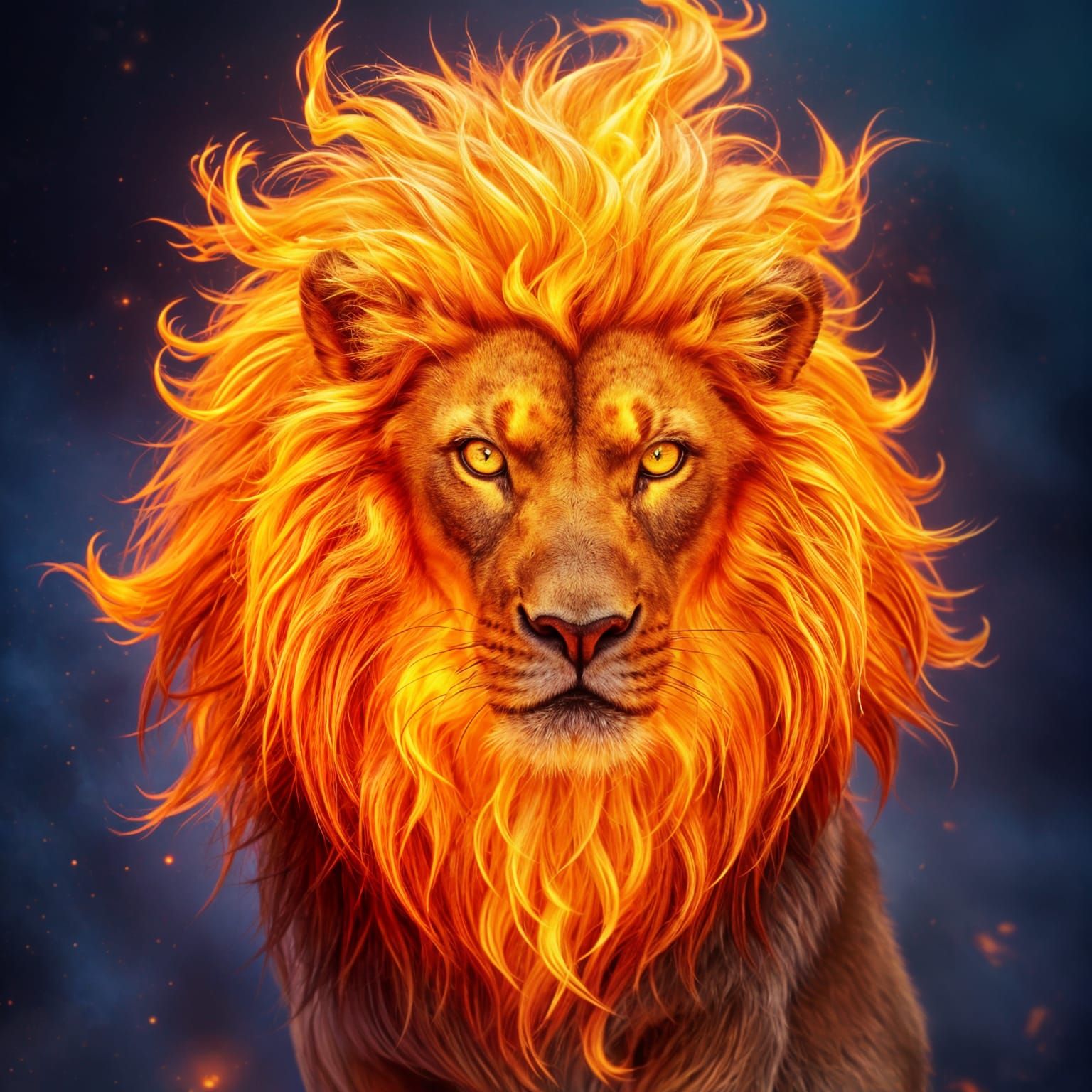 Fiery Lion Digital Matte Painting in 8K