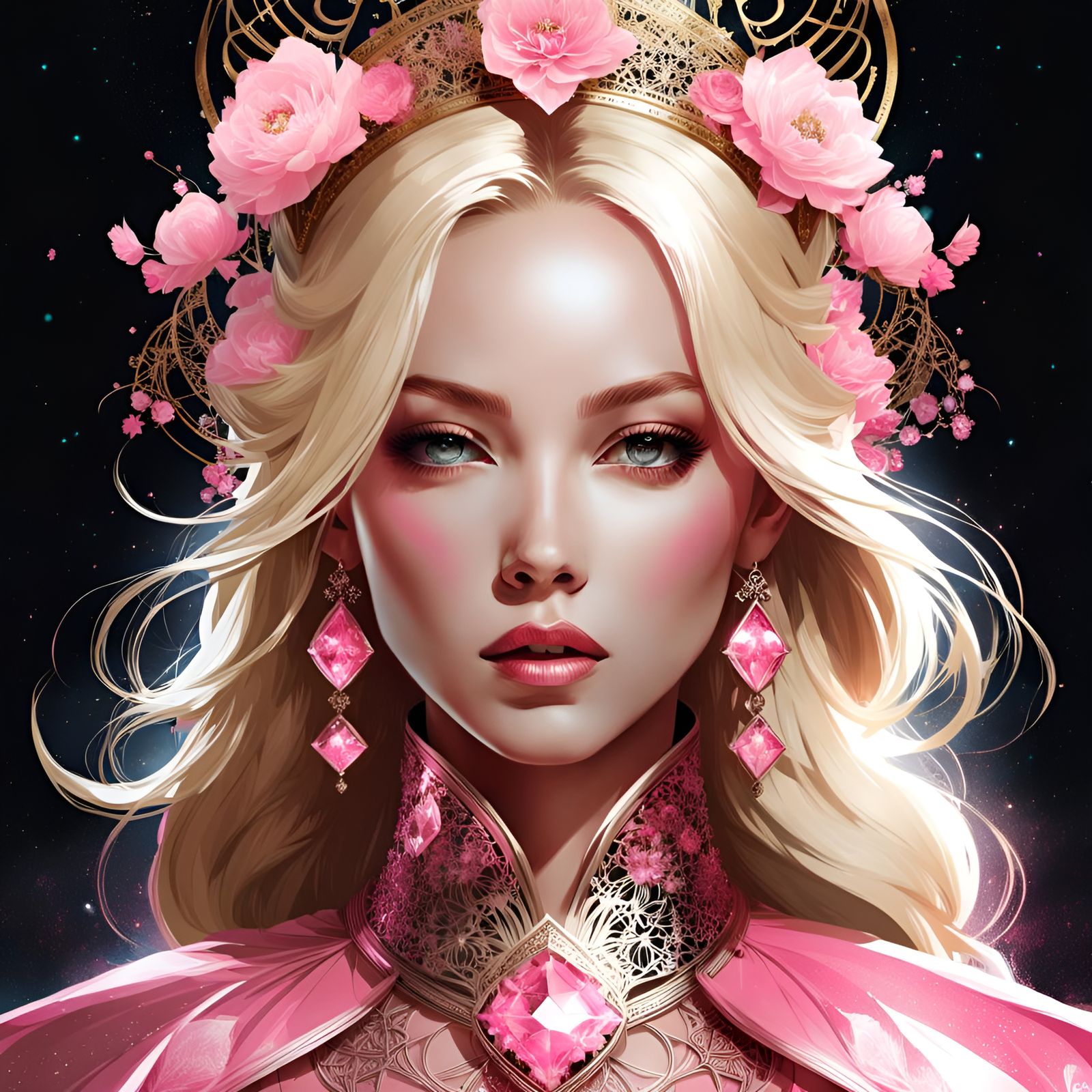 Gorgeous Blonde Princess with Shiny Aura, Digital Art