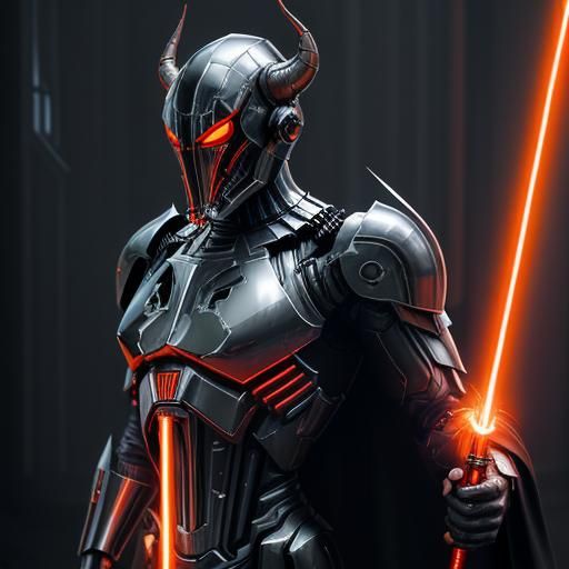 Futuristic Chrome Warrior in Vulcan Cathedral: 3D Render