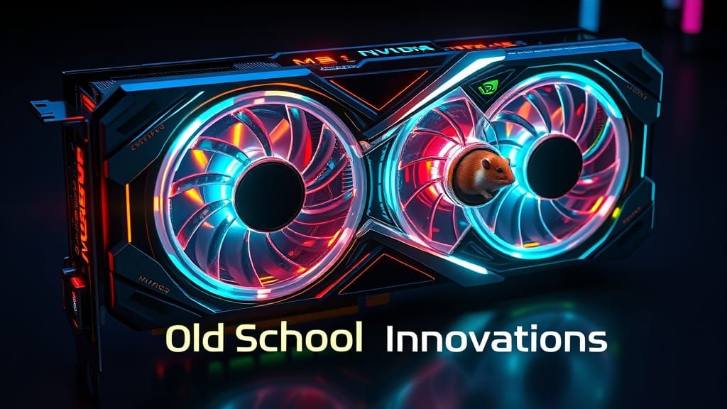 Futuristic Graphics Card with Neon Lights and Hamsters