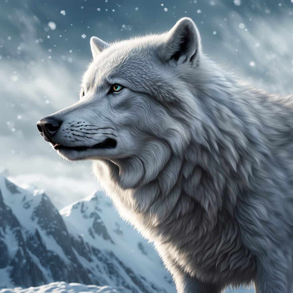 Arctic Wolf Howling in Savage Mountain Landscape