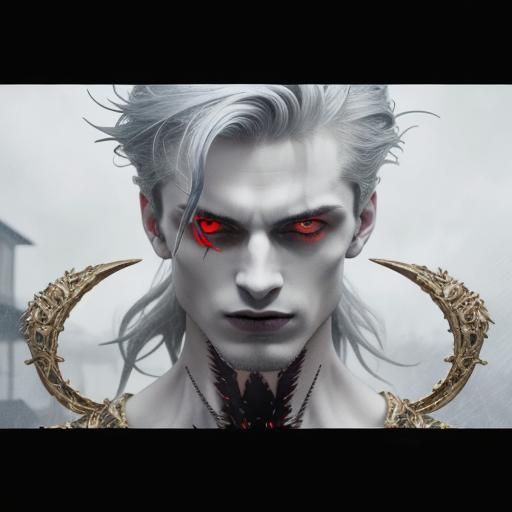 Sinister Red-Eyed Male Portrait in Dark Fantasy Style
