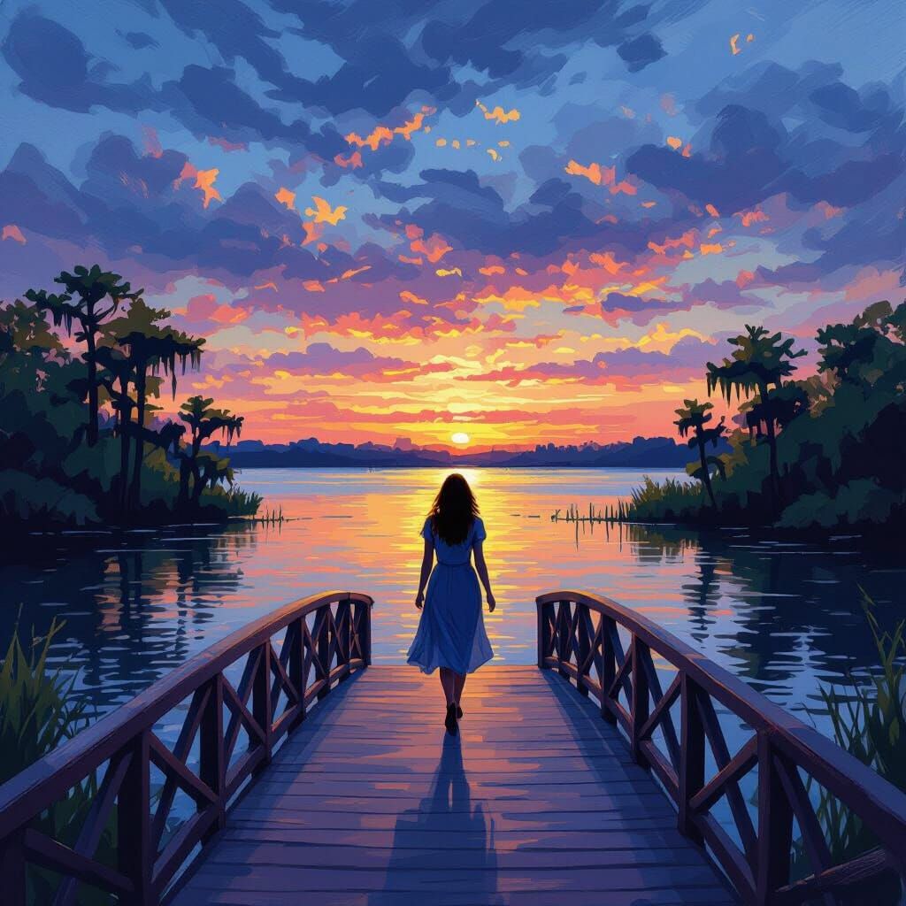 Impressionist Sunset Over Lake Pontchartrain