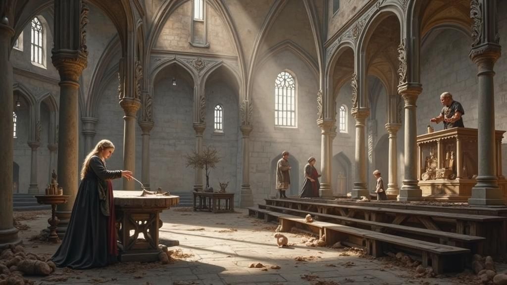 Girl in Medieval Castle with Gothic Art Style