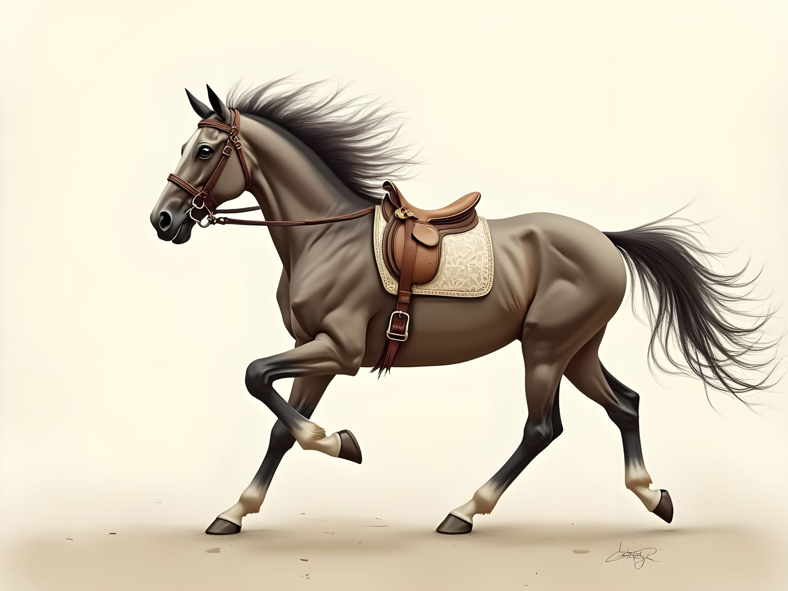 Elegant Horse Running with Flowing Mane