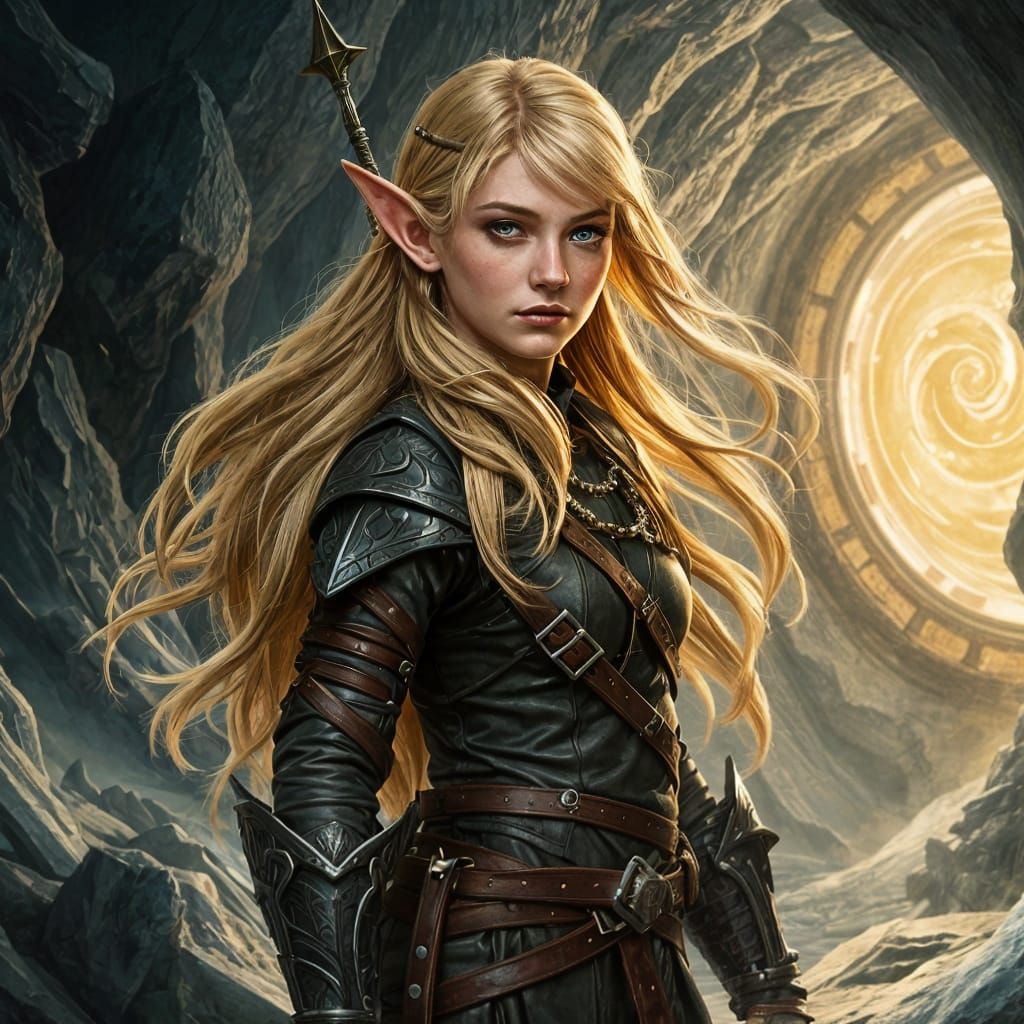 Elf Ranger Gazing into Arcane Portal