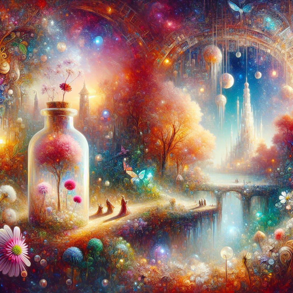 Timeless Fantasy Scene in a Bottle