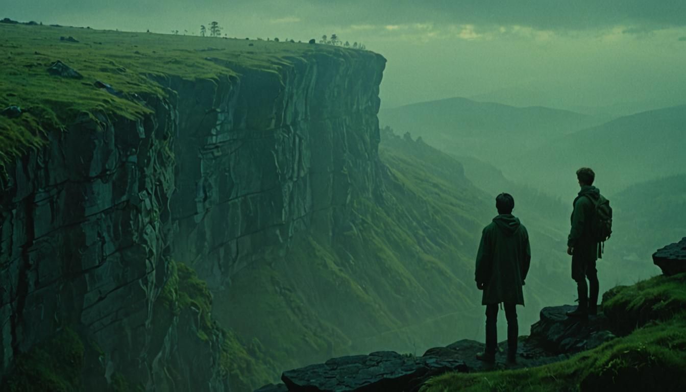 Eerie Landscape: Vertigo Green Cinematic Film Still