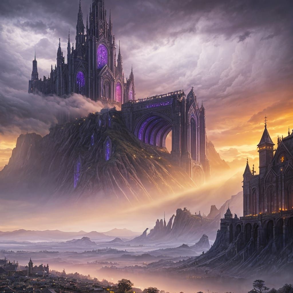 Eldritch Twilight Over Stormy Vapor Landscape