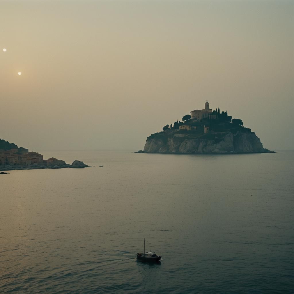 Lone Island in Ocean: Italian Neorealist Film Still