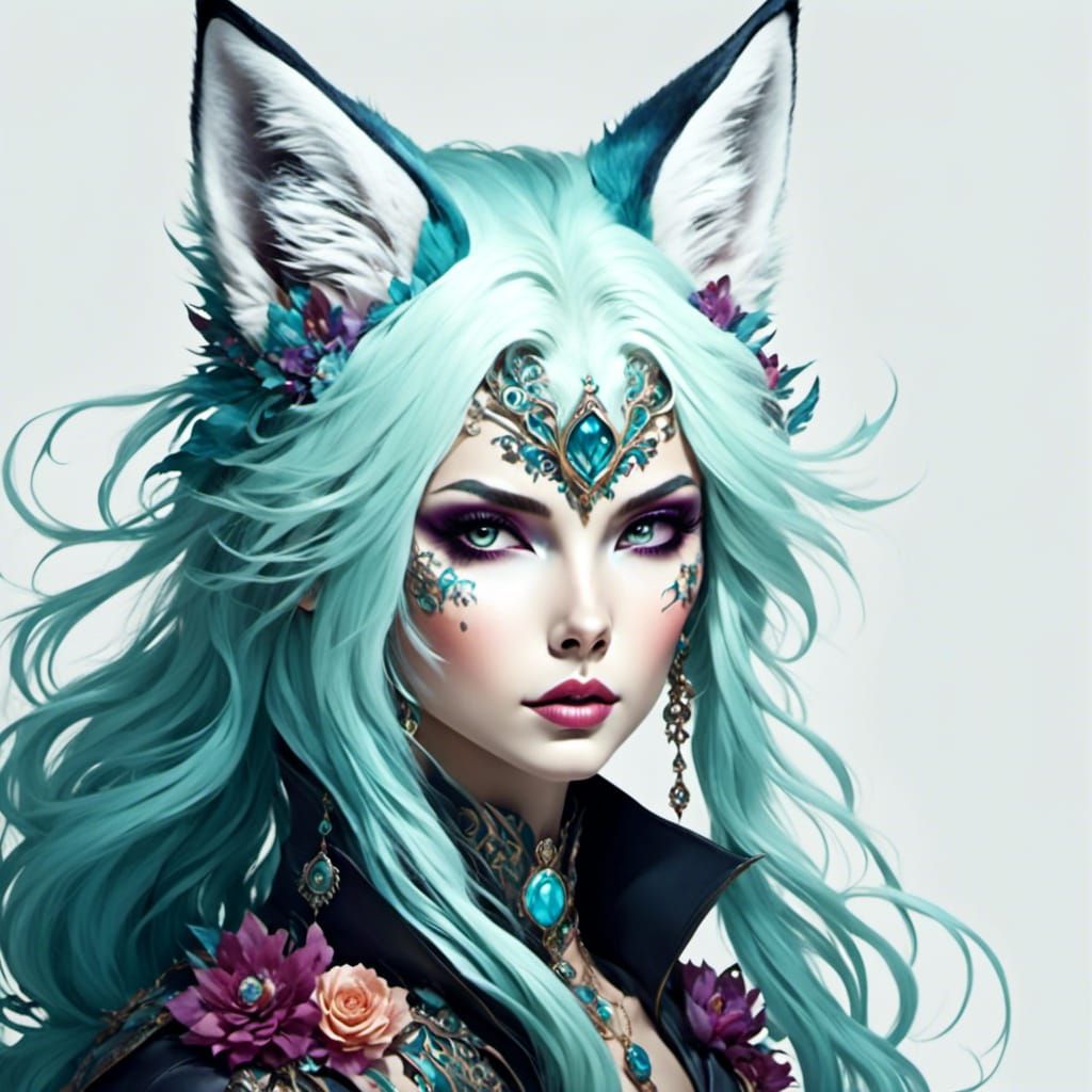 Anime Fox Girl Portrait in Modern Style