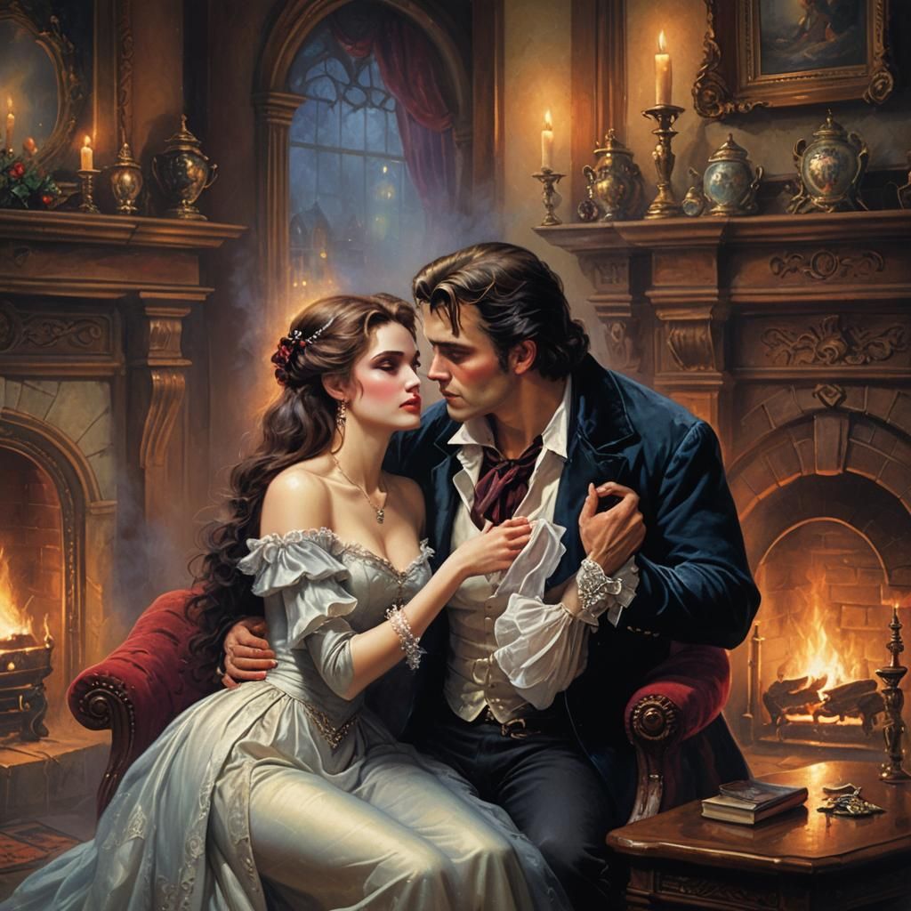 Vampire's Embrace: A Gothic Romance Scene