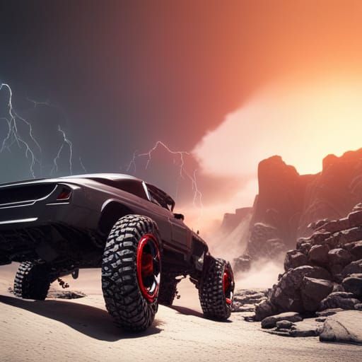 Black Jaguar Surrounded by Volcanic Lightning