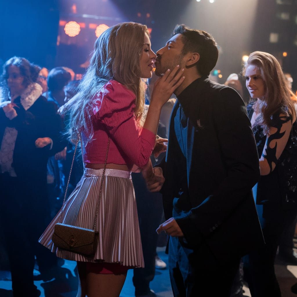 Astonished Young Man in Skirt at Nightclub