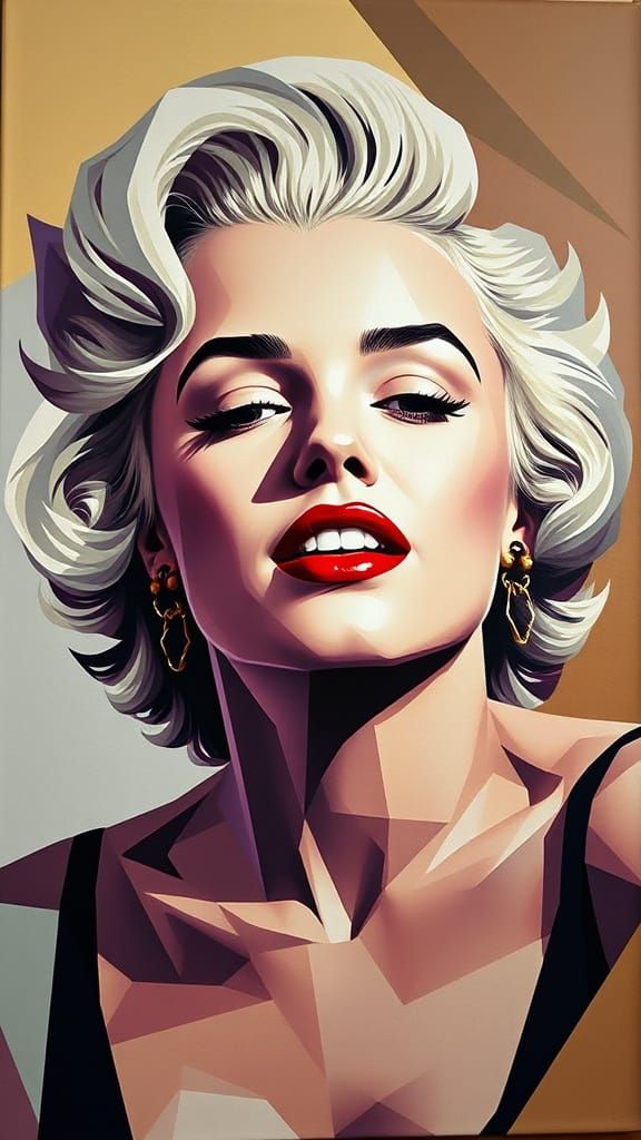 Marilyn Monroe Cubist Portrait in Earth Tones
