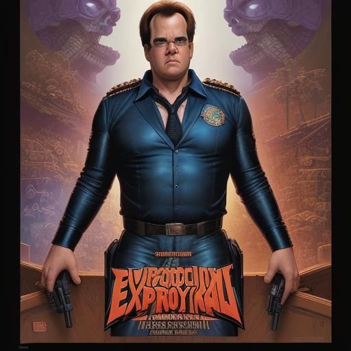 Dan Aykroyd Exploitation Film Poster in Comic Book Style