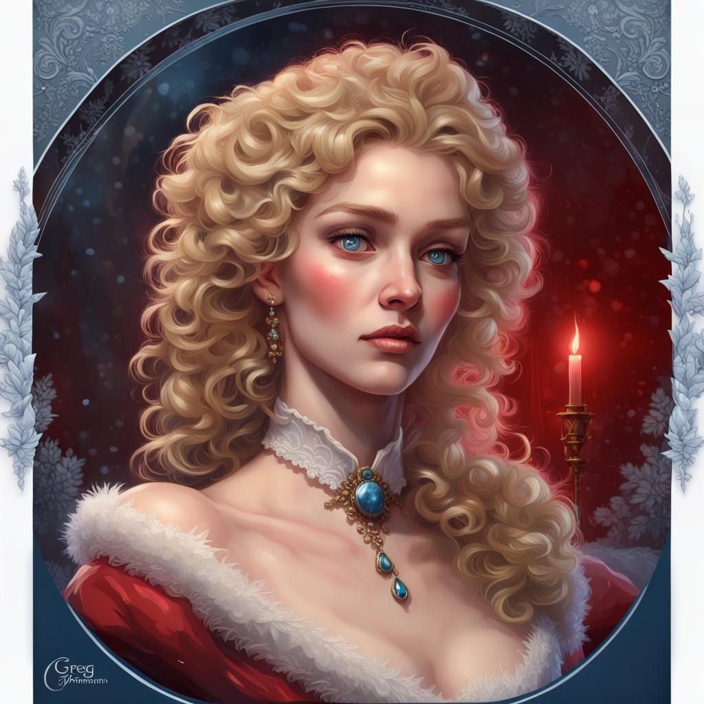 Victorian Princess Portrait in Winter Moonlight