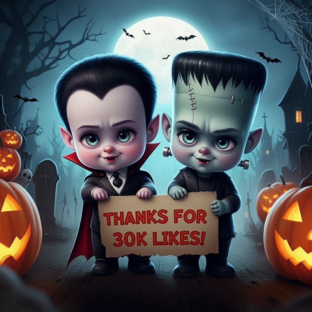 Adorable Chibi Halloween Celebration With Baby Dracula and F...