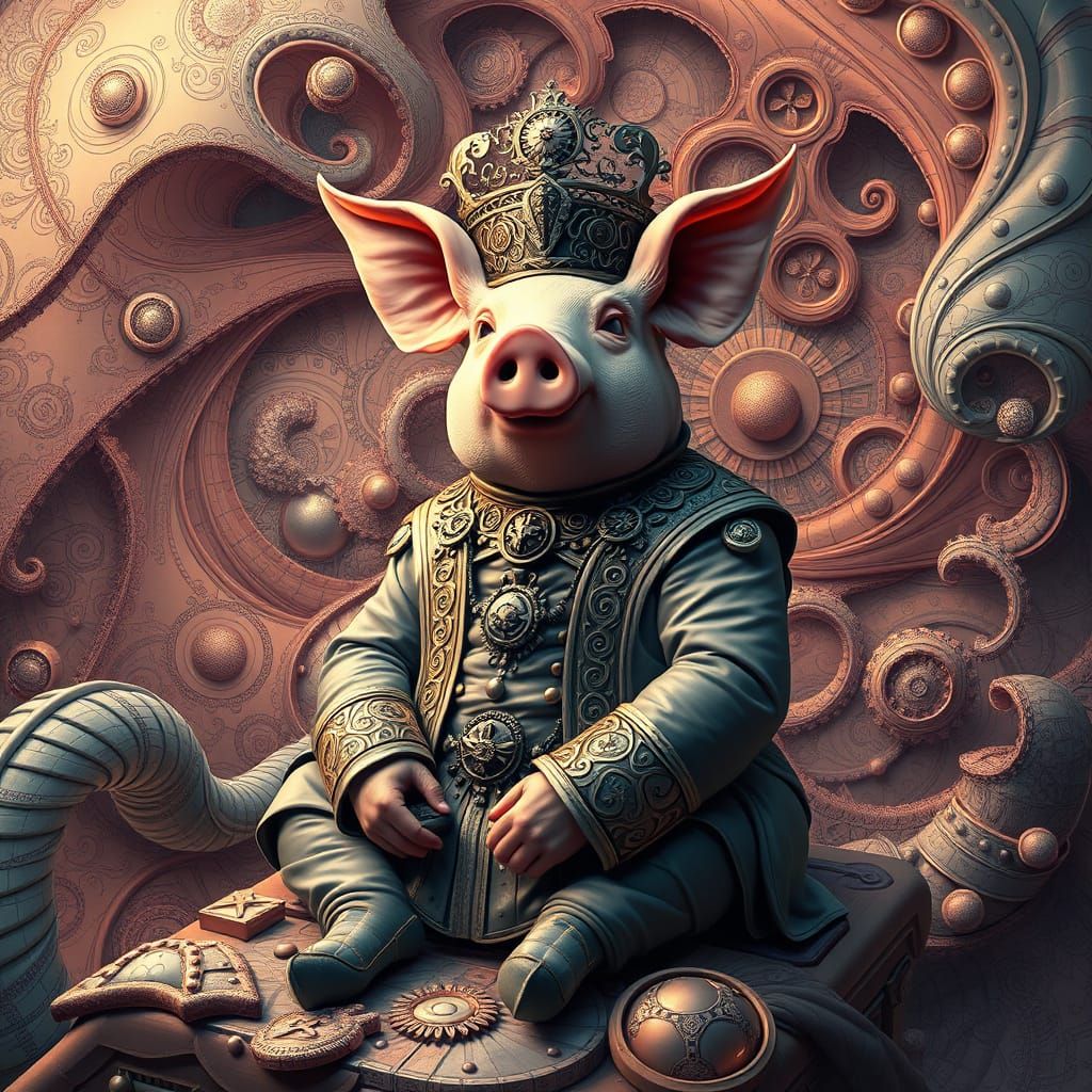 Ornate Pigman in Futuristic Fractal Environment