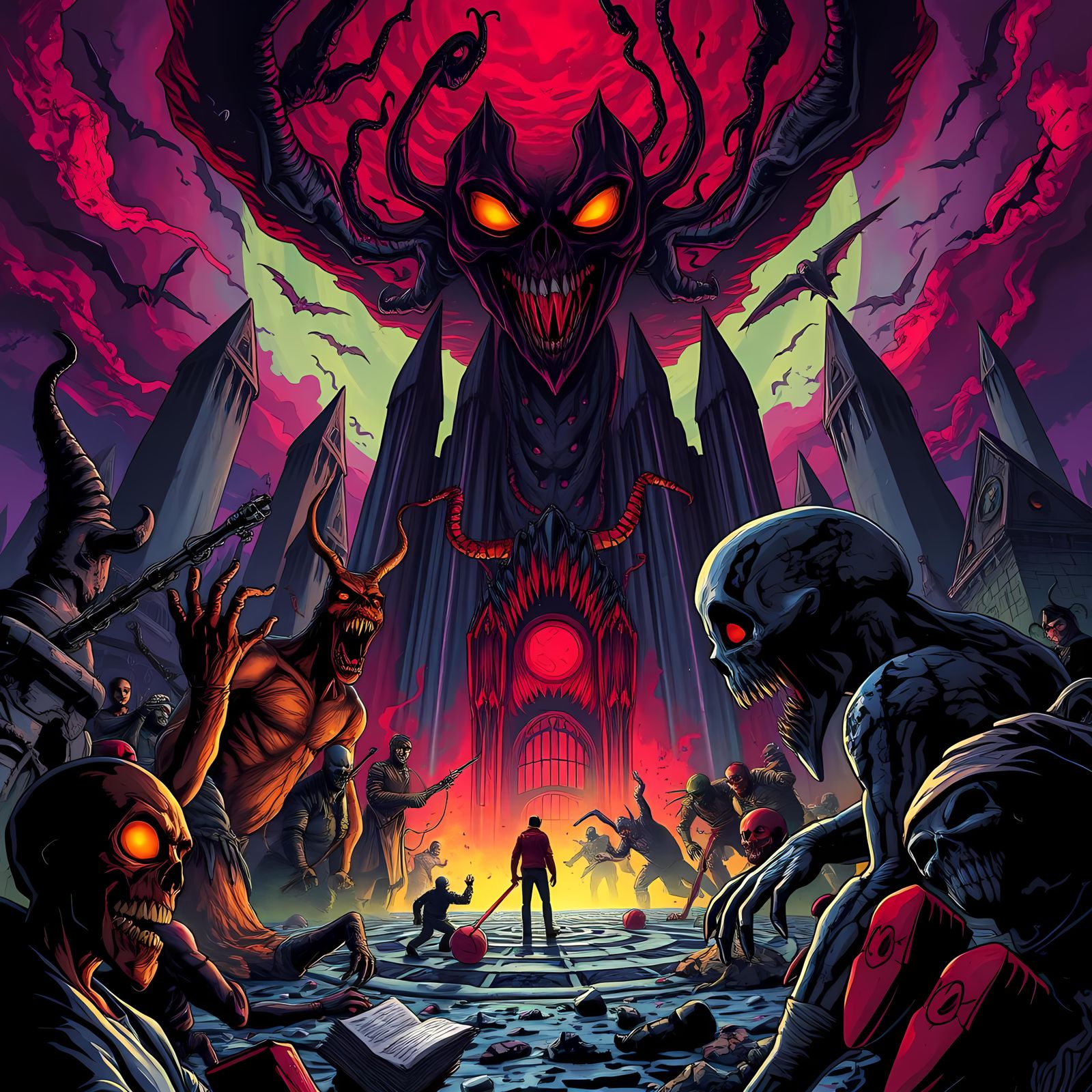 Epic Horror Cartoon Scene