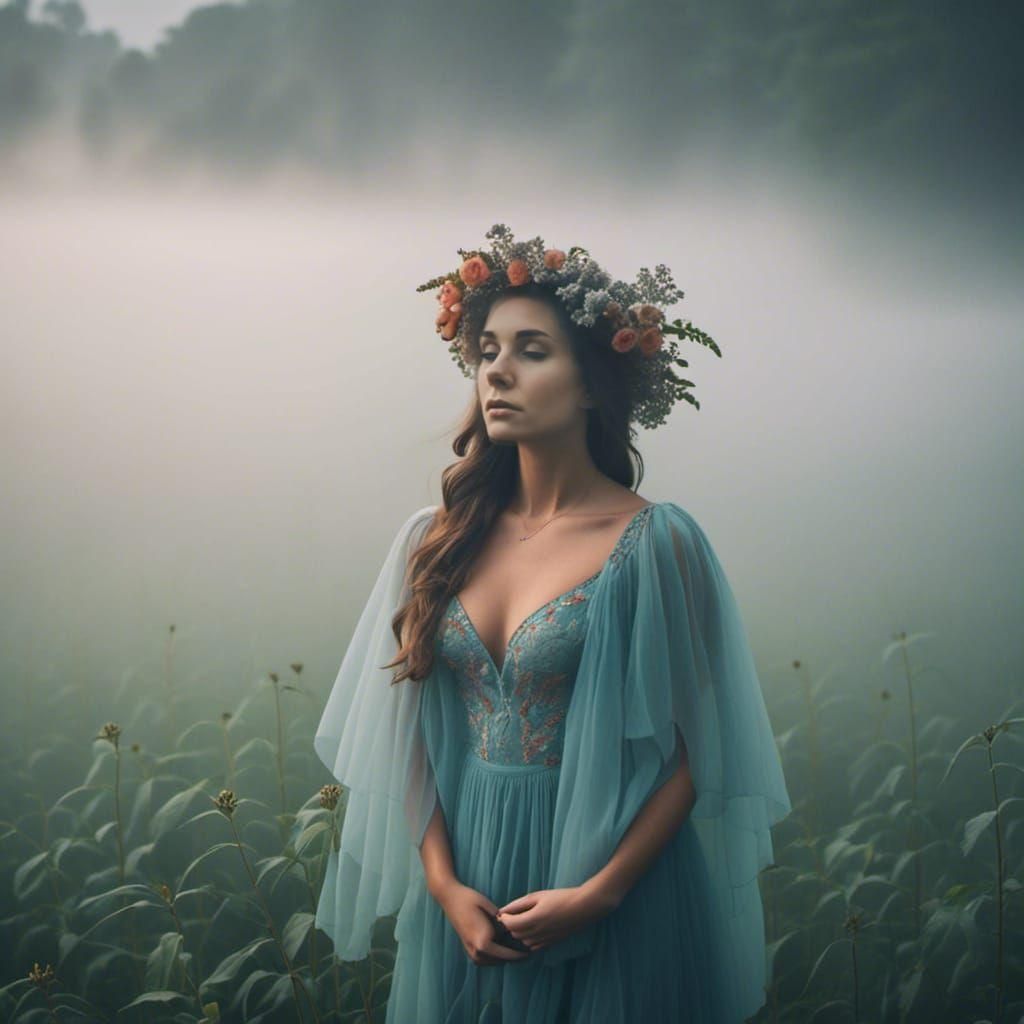 Whimsical Pop Art Portrait in the Mist