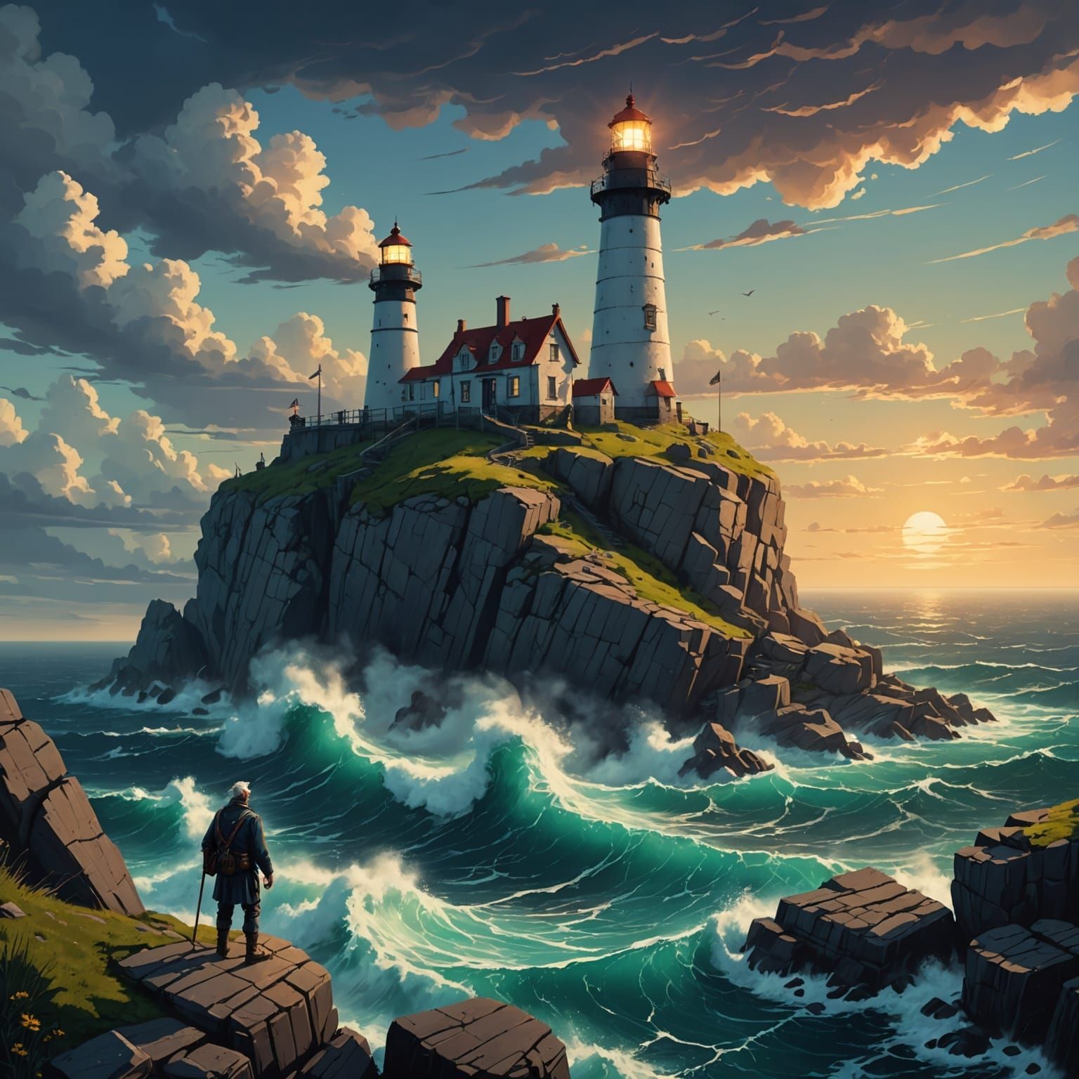 Lighthouse at World's Edge: Dark Fantasy Concept Art