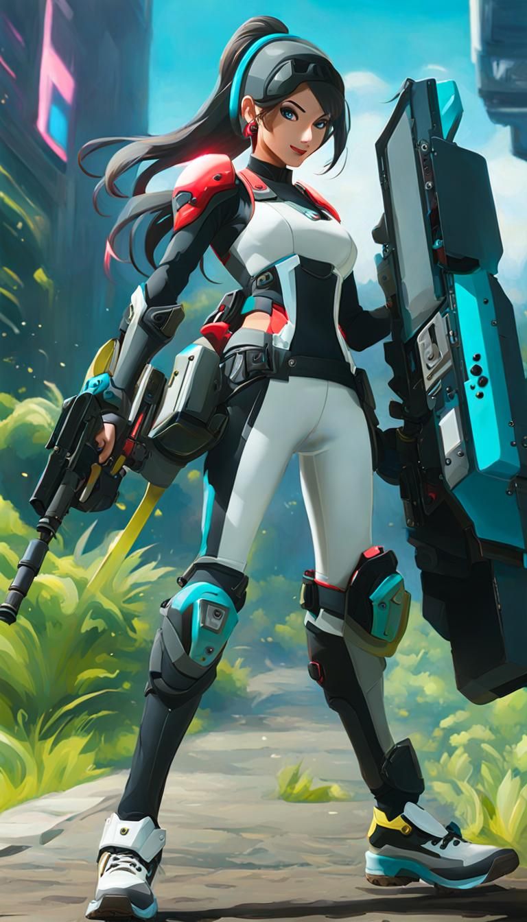 Nintendo Switch as Anime Girl in Cyberpunk Style