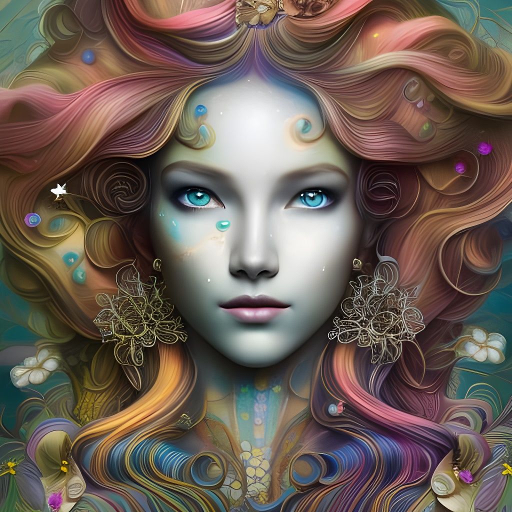 Silver Girl with Gold Hair: 3D Scientific Illustration