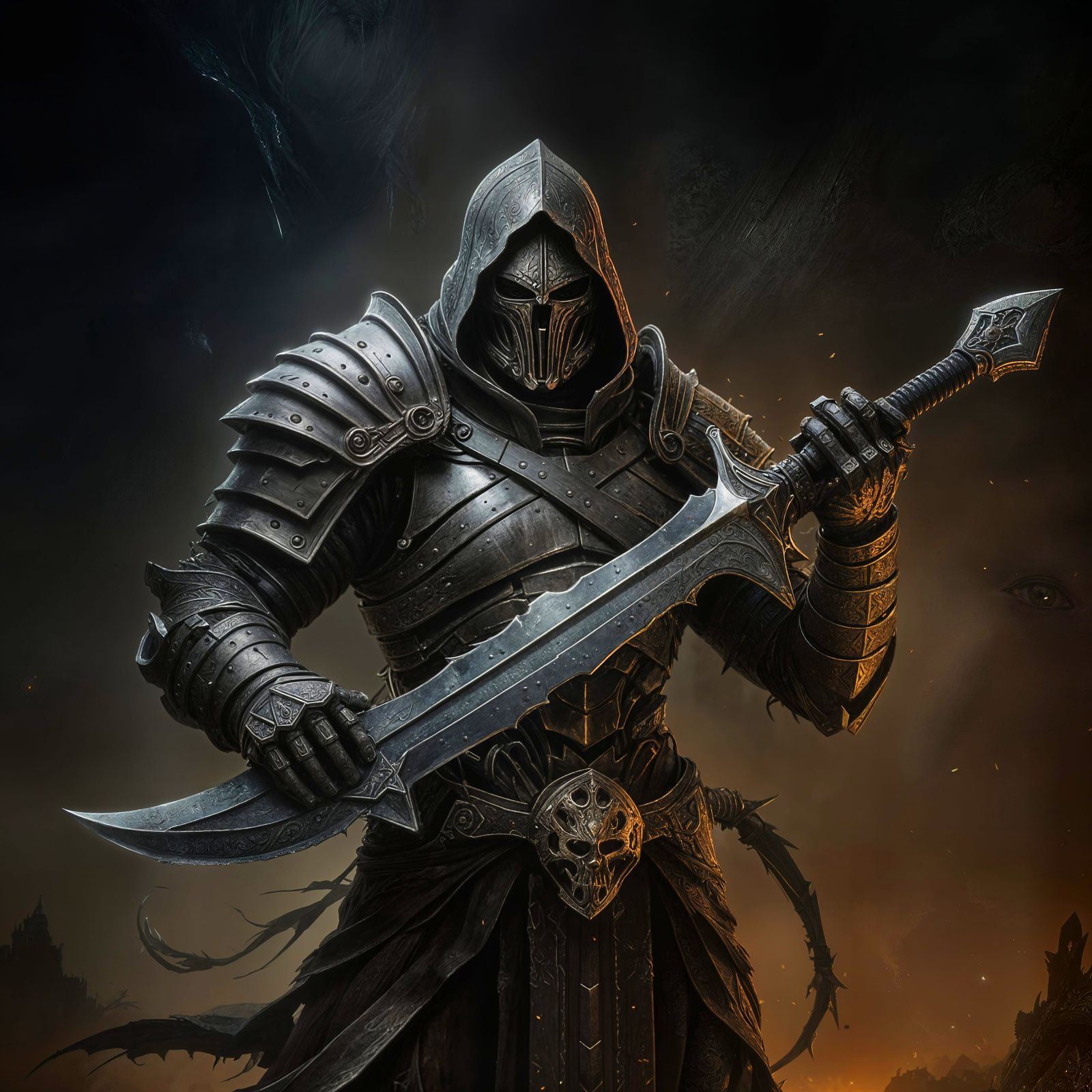 Fading Warrior in Cyberpunk Style