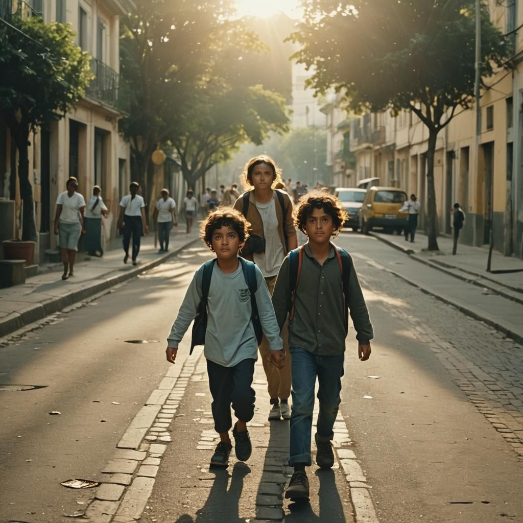 Lonely Student Walks Empty School Hallway in Cinematic Style