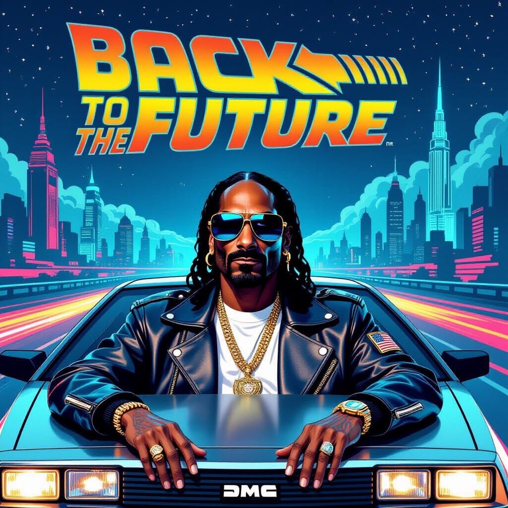 Snoop Dogg in DeLorean, 80s Nostalgia Meets Future City