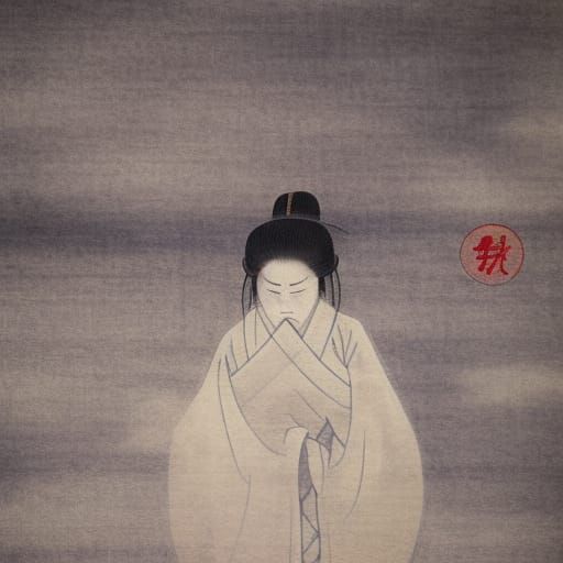 Edo Period Japanese Ghost in Snowy Landscape