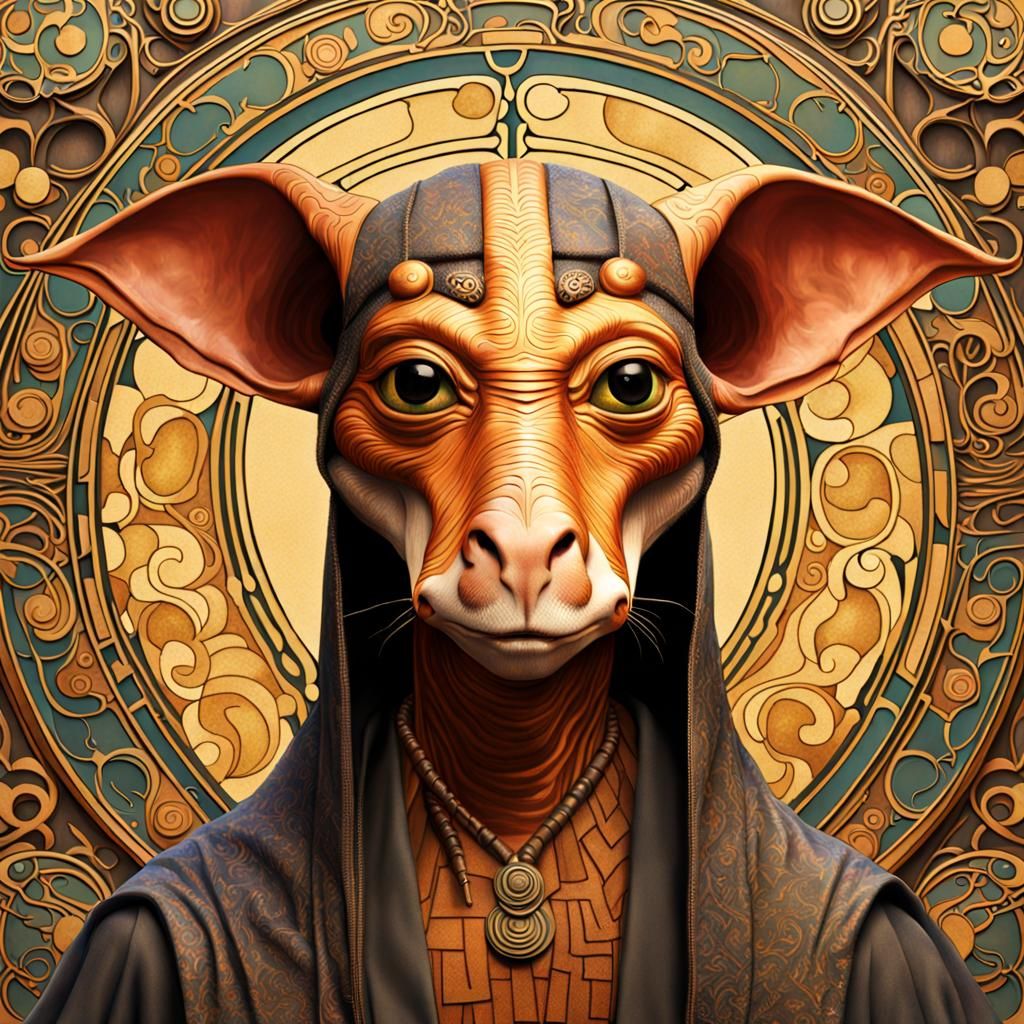 A Golden Star Wars Figure in Art Nouveau Style