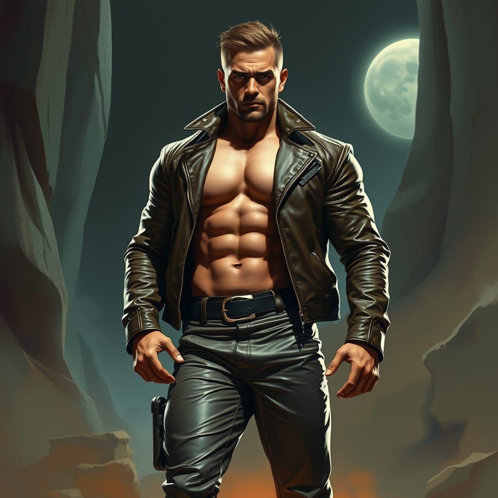 Heroic Futuristic Warrior in Dramatic Cinematic Style