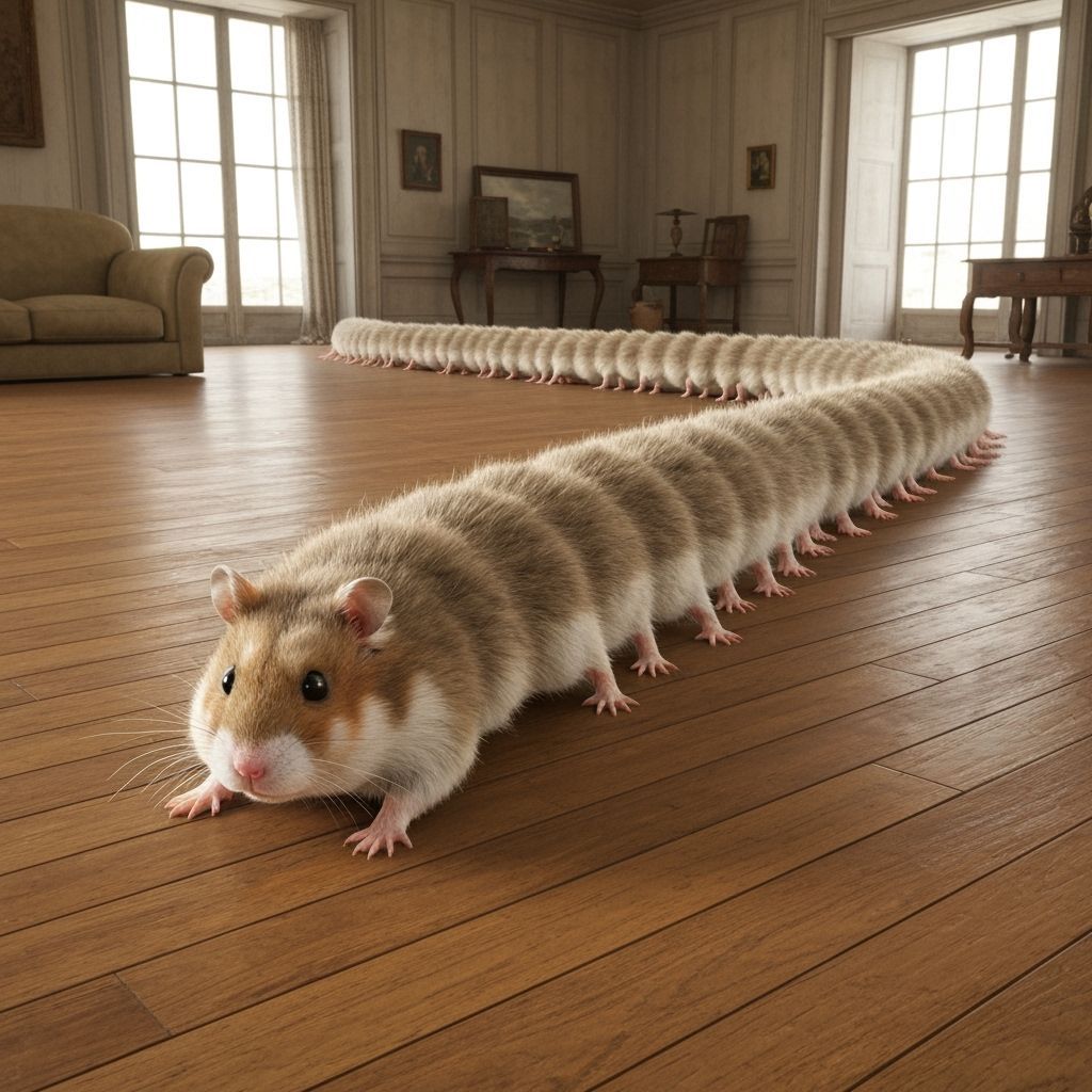 Hamsterpede Creature with Furry Body and Hamster Heads