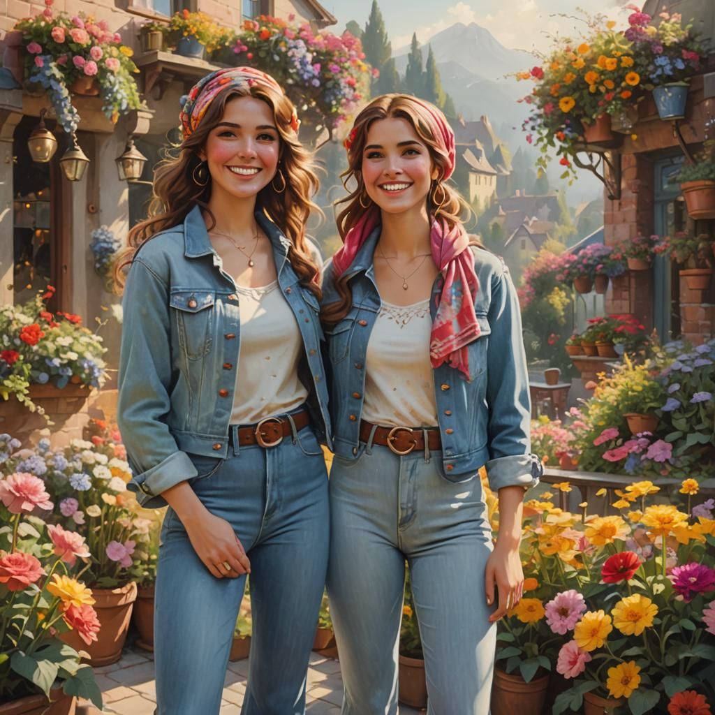 Ethereal Fantasy: Girls on Sunny Terrace