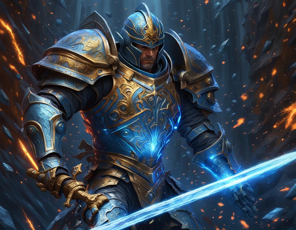 Stormlight Knight in Cosmic Armor, Digital Art