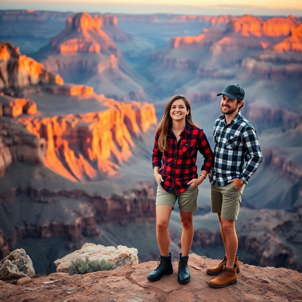 Couple at Grand Canyon: Vibrant Photography at Sunset