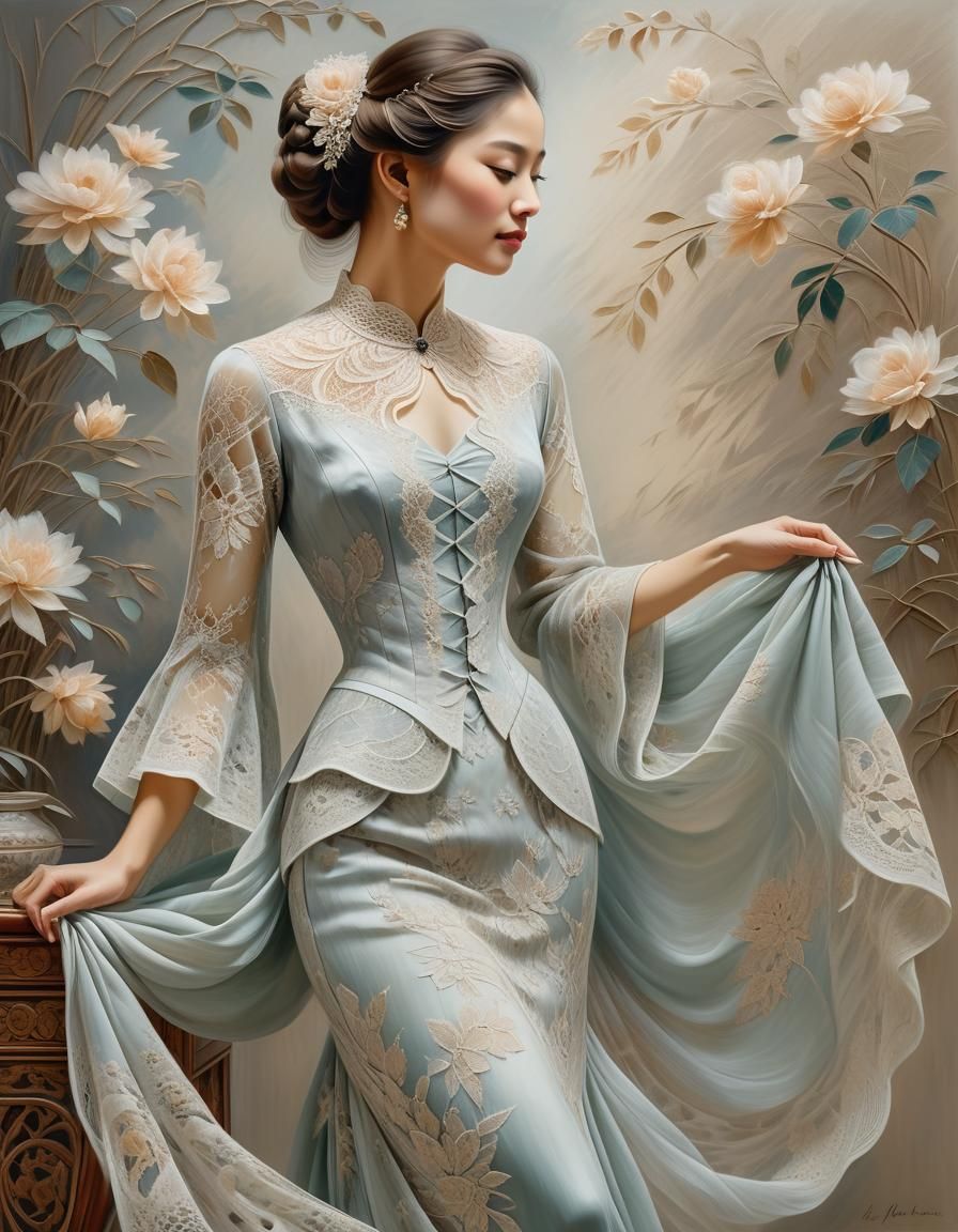 Elegant Woman in Soft Focus Painting