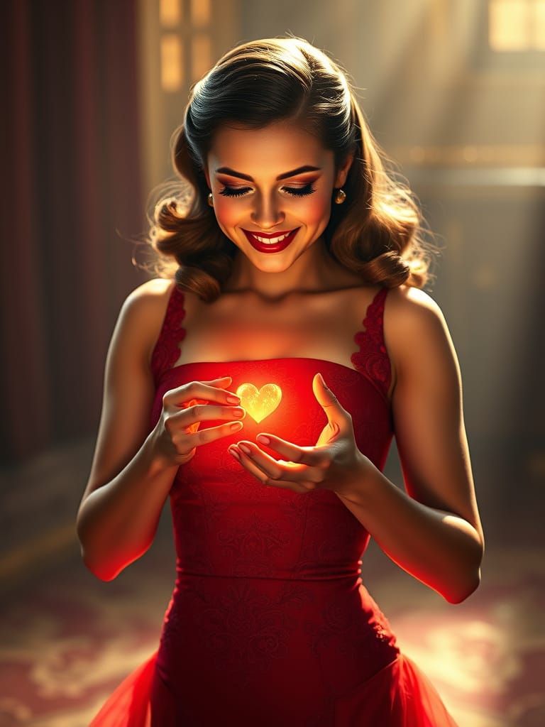 Glamorous Pin-Up Beauty in Golden Light