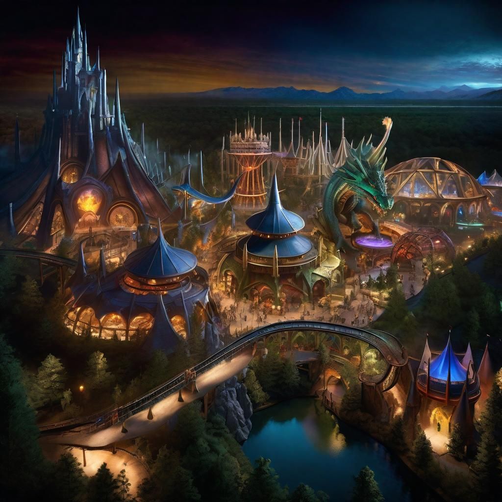 D&D Theme Park with Dragon Roller Coasters