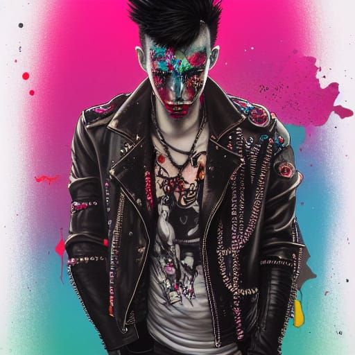 Cyberpunk Punk Rock Portrait with Tattoos and Chains